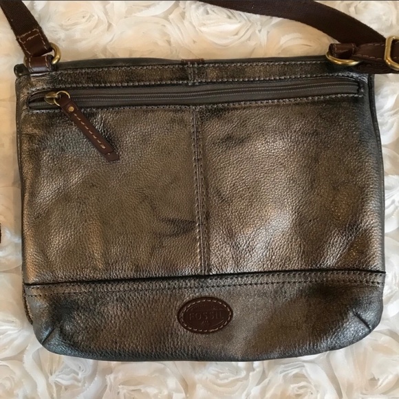 Fossil Crossbody Brown and Silver Purse - Picture 3 of 6